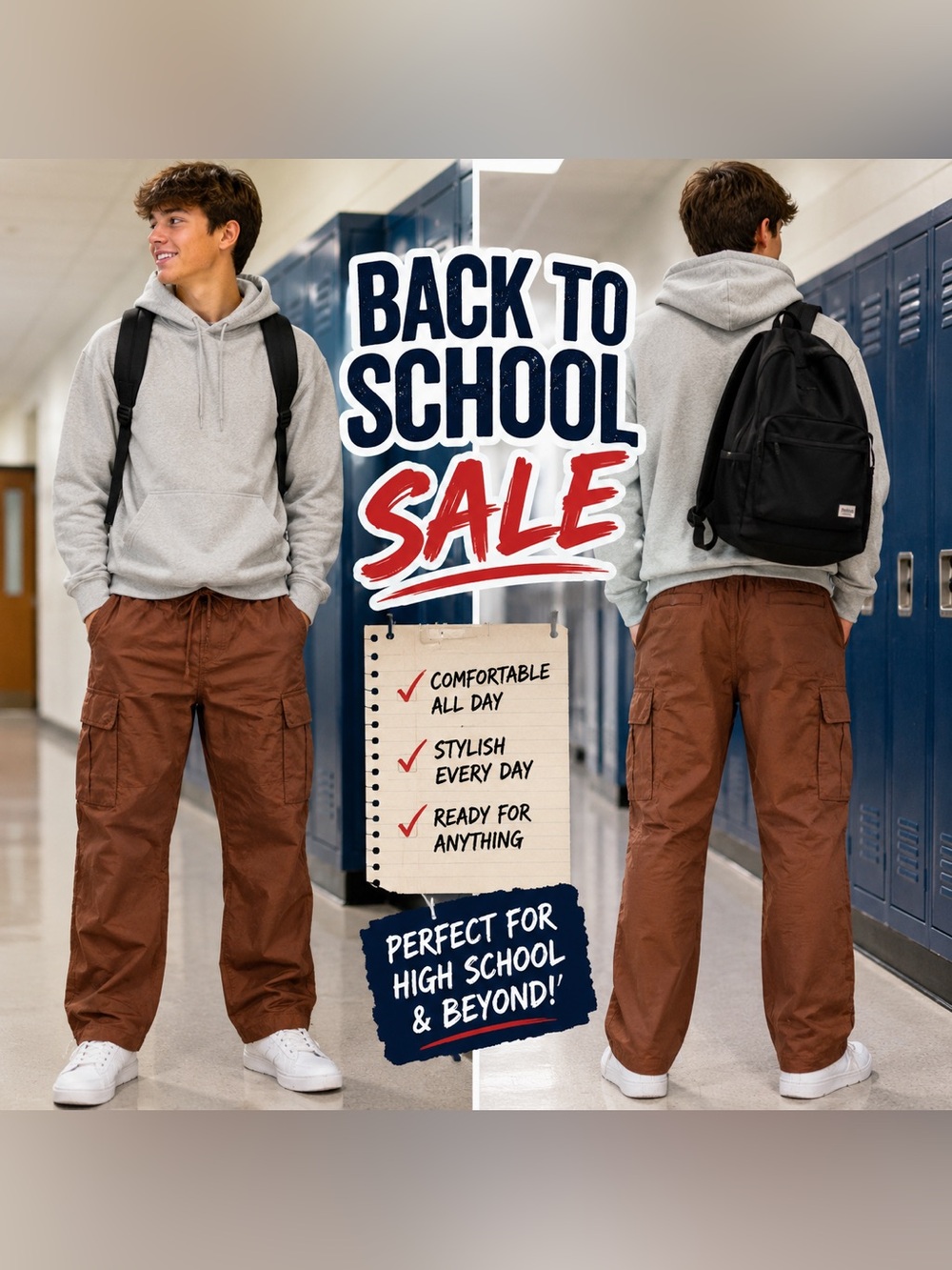 🆕 NWT CSG Everett Brown Cargo Pants Men’s L XL Back to School Teen Style